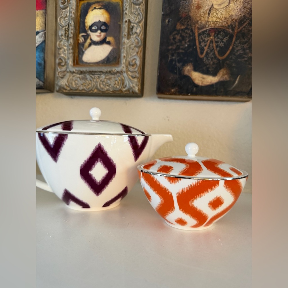 Wedgwood Jasper Conran Kilim Teapot & Sugar Bowl Set Bone China‎